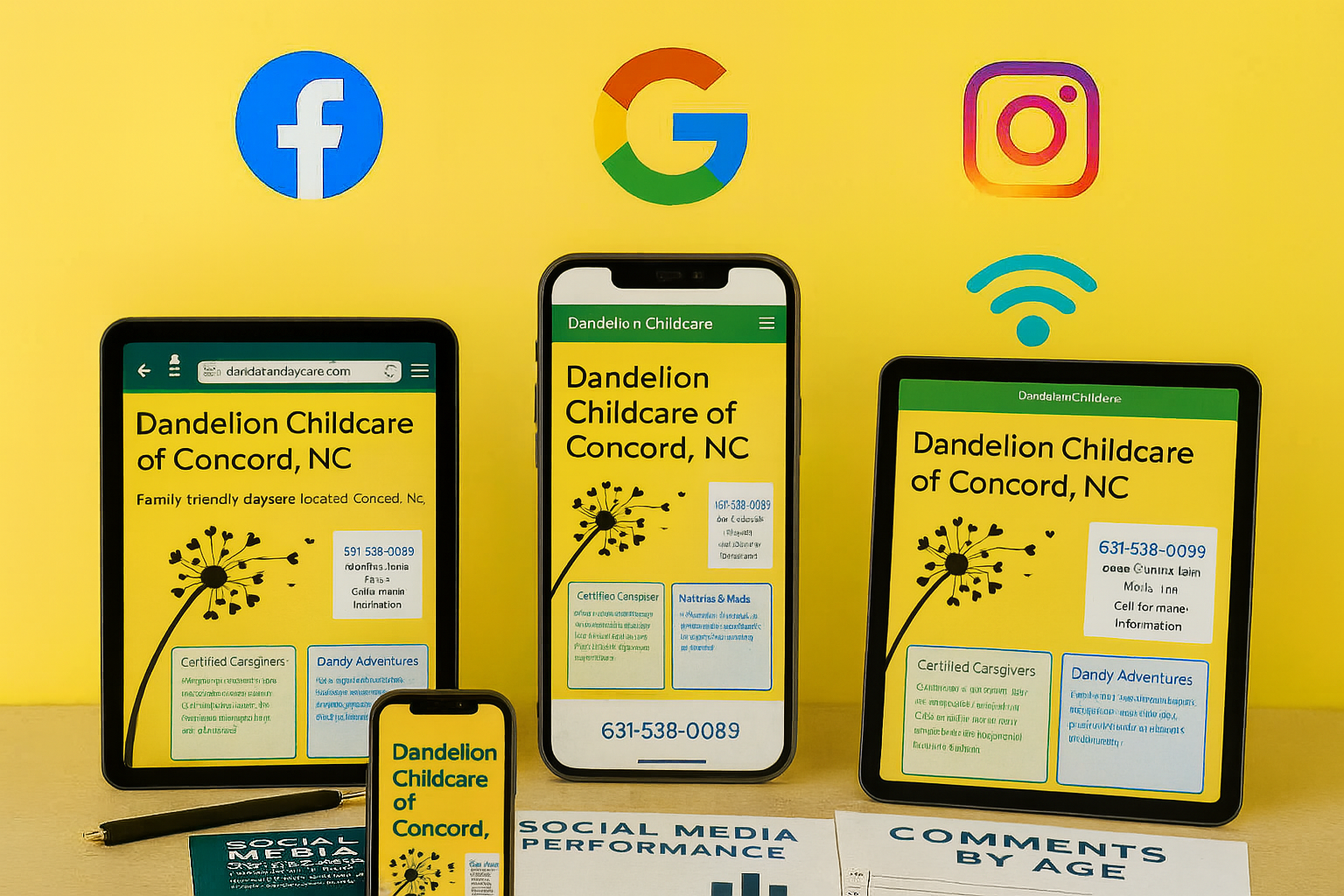 Social media accounts setup for childcare marketing